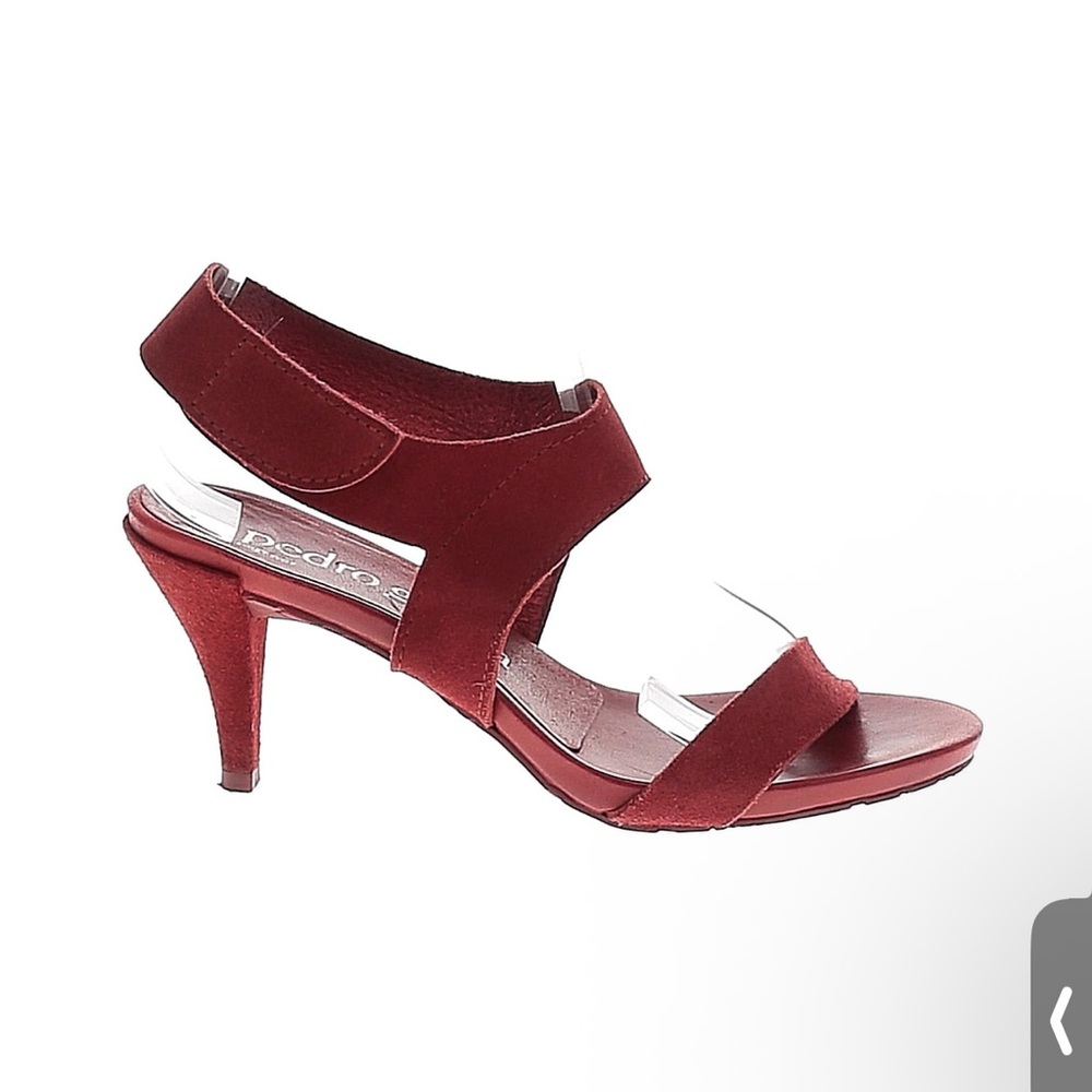 Pedro Garcia Burgundy red Suede Ankle-Strap Mid-Heel Sandals size 39